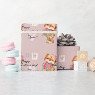Niedlicher Teddy Bär Postbrief Valentinstag Geschenkpapier