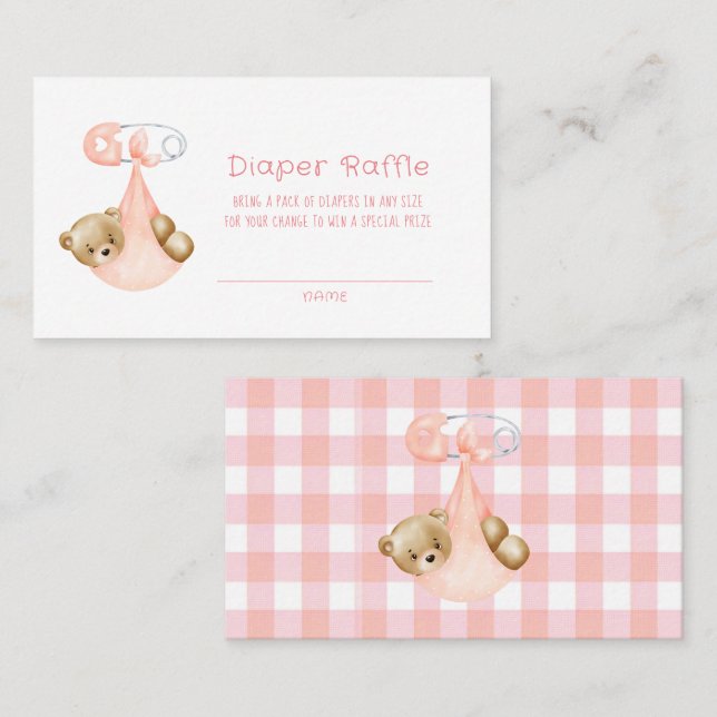 Niedlicher Teddy Bär Punk Peach Girl Diaper Raffel Visitenkarte (Vorne/Hinten)