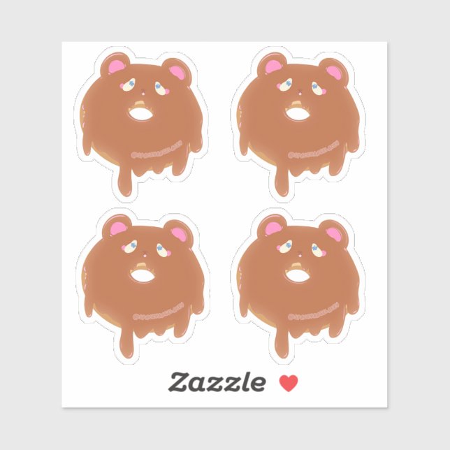 Niedlicher Teddy Bär Rosa Donut Custom Sticker (Blatt)