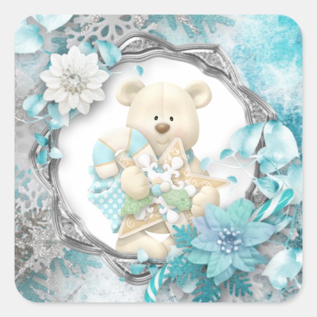 Niedlicher Teddy Bar Square Sticker (Vorderseite)
