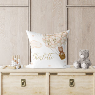 Niedlicher Teddy Bär und Balloons Baby Kinderzimme Kissen