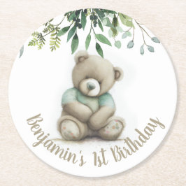 Niedlicher Teddy-Bär Verlasse jedes Alter zum Gebu Runder Pappuntersetzer