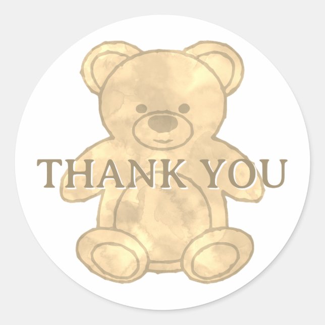 Niedlicher Teddy Bar Vielen Dank Runder Aufkleber (Vorderseite)
