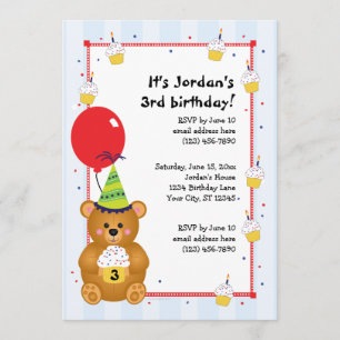 Niedlicher Teddy-Bär zum Geburtstag Einladung