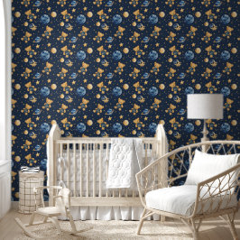 Niedlicher Teddy-Bären-Astronaut im Galaxy Blue-Ki Tapete