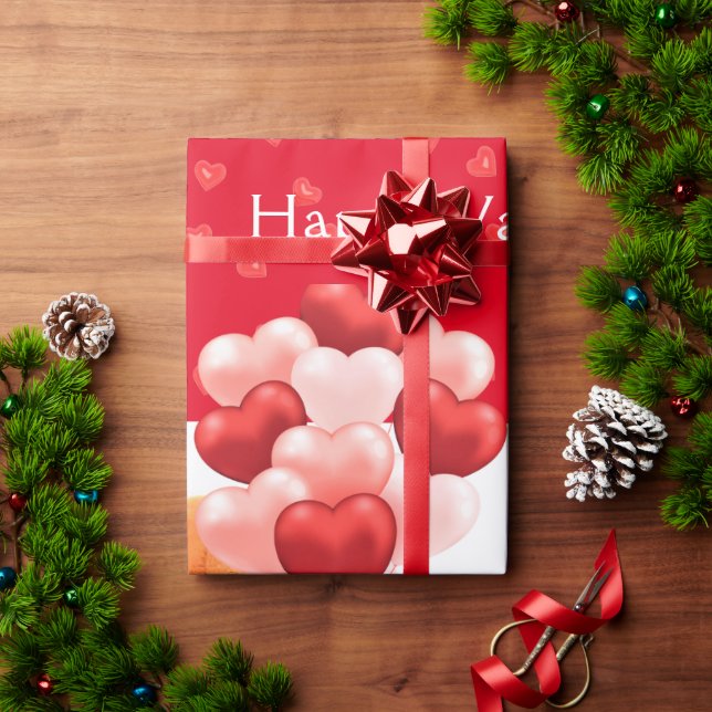 Niedlicher Teddy Bären Happy Valentine's Day Geschenkpapier (Feiertagsgeschenk)