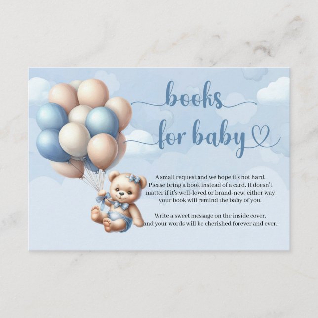 Niedlicher Teddy-Bärenballon Buchanfrage Begleitkarte (Vorderseite)