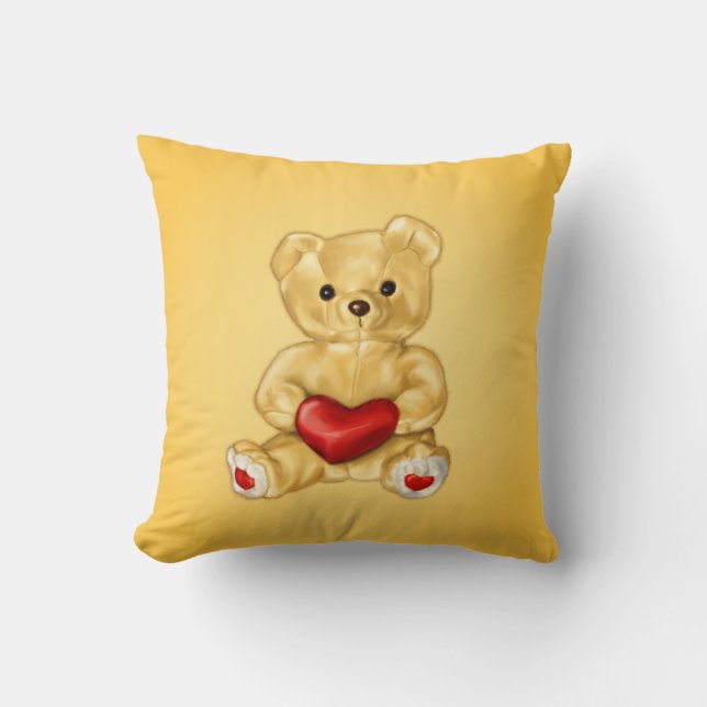 Niedlicher Teddy-BärHypnotist, der ein Herz-Gelb Kissen (Vorderseite)