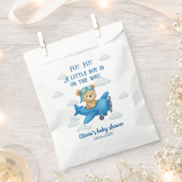 Niedlicher Teddy Bear auf einem Flugzeug Baby Show Geschenktütchen