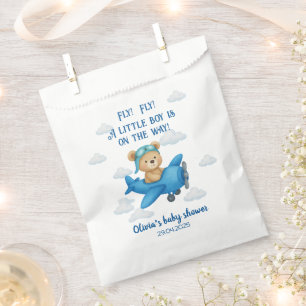 Niedlicher Teddy Bear auf einem Flugzeug Baby Show Geschenktütchen