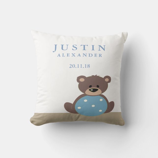 Niedlicher Teddy Bear Birne Ankündigung Pilz Kissen (Vorderseite)
