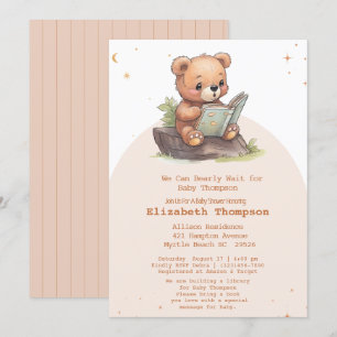 Niedlicher Teddy Bear bringen Bücherschnecke mit Einladung