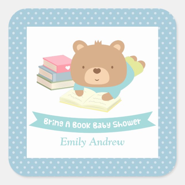 Niedlicher Teddy Bear bringen Bücherschnecke mit Quadratischer Aufkleber (Vorderseite)
