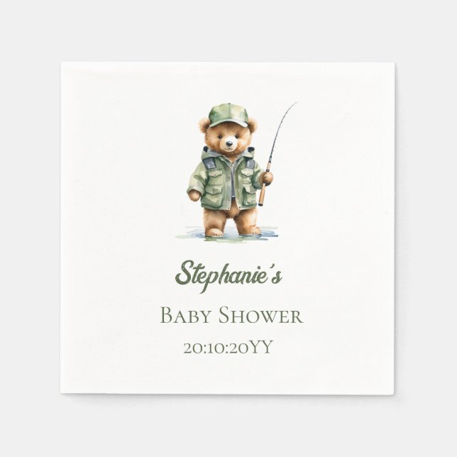 Niedlicher Teddy Bear Fisherman Reel Spannung Baby Serviette (Vorderseite)