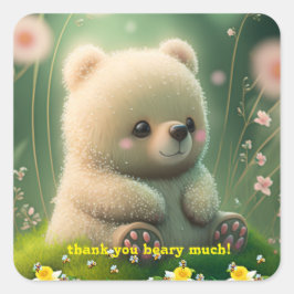 Niedlicher Teddy Bear im Garten Personalisiert Dan Quadratischer Aufkleber