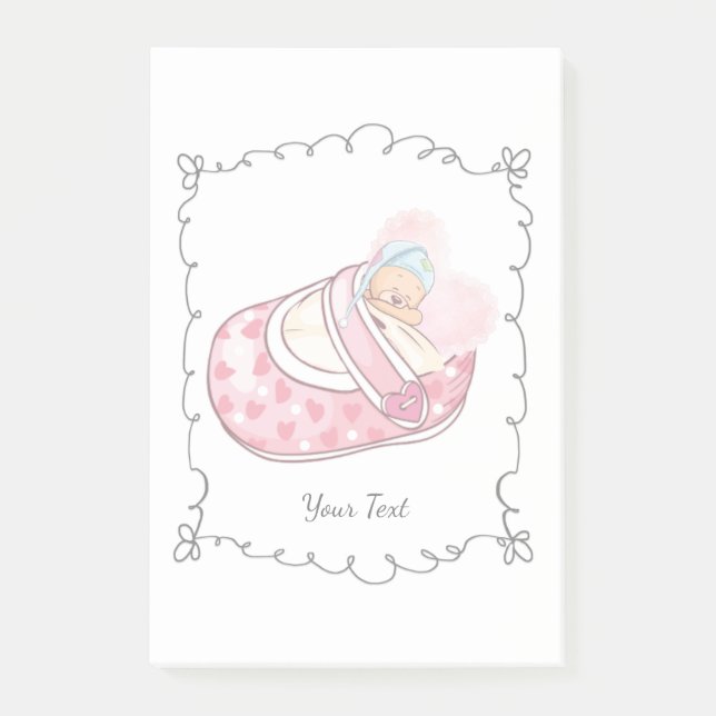 Niedlicher Teddy Bear Individuelle Name Post-it Klebezettel (Vorderseite)