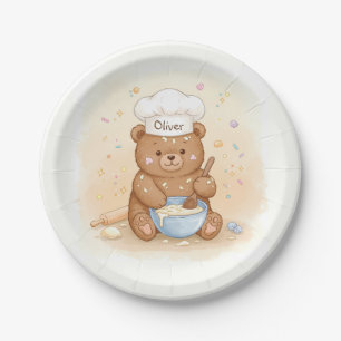 Niedlicher Teddy Bear Koch Pappteller