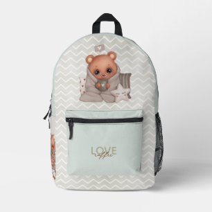 Niedlicher Teddy Bear Liebe Kaffee Bedruckter Rucksack