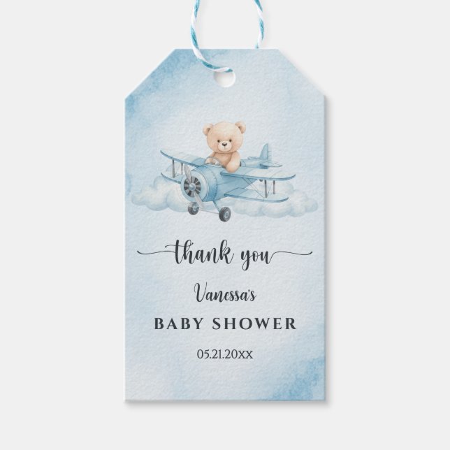 Niedlicher Teddy Bear Little Pilot Baby Dusche Gef Geschenkanhänger (Vorderseite)