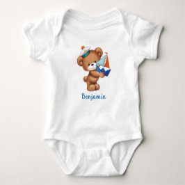 Niedlicher Teddy Bear Littlle Sailor Personalisier Baby Strampler
