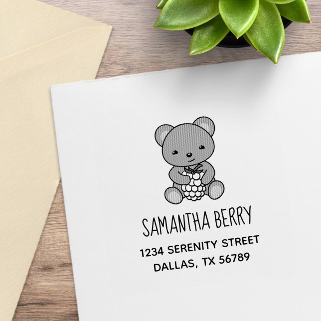 Niedlicher Teddy Bear mit Berry-Adresse Gummistempel (Von Creator hochgeladen)