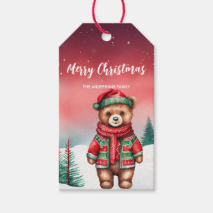 Niedlicher Teddy Bear Weihnachten Party Geschenkanhänger