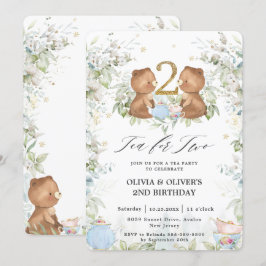 Niedlicher Teddy Bears Tee für 2. Geburtstag Party Einladung