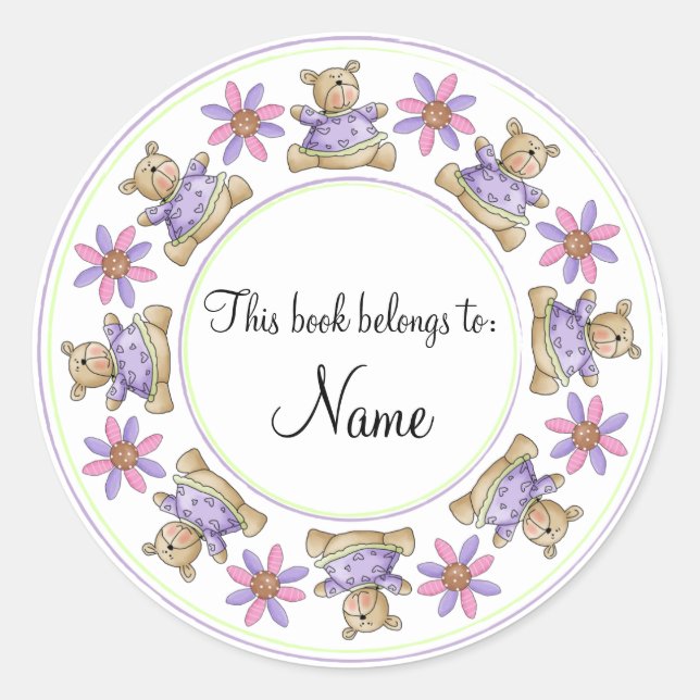Niedlicher Teddy-Design-Rahmen Runder Aufkleber (Vorderseite)