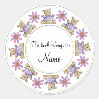 Niedlicher Teddy-Design-Rahmen Runder Aufkleber
