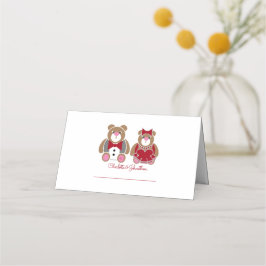 Niedlicher Teddybär 40. rubinischer Hochzeitstag Platzkarte