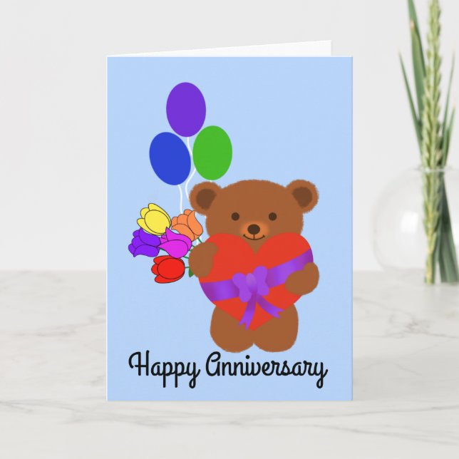Niedlicher Teddybär #4 zum Jubiläum Dankeskarte (Vorderseite)
