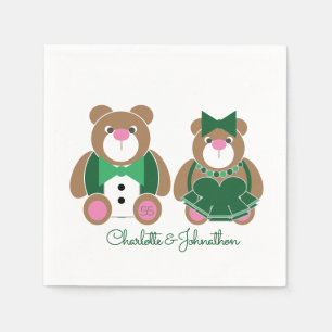 Niedlicher Teddybär 55. Smaragdhochzeit Serviette