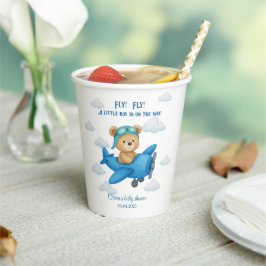 Niedlicher Teddybär auf Airplane Baby Shooting Pap Pappbecher