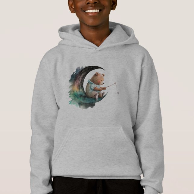 Niedlicher Teddybär auf dem Mond, Plush-Cartoon-Bä Hoodie (Vorderseite)