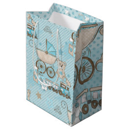 Niedlicher Teddybär, Baby-Dusche blau Mittlere Geschenktüte
