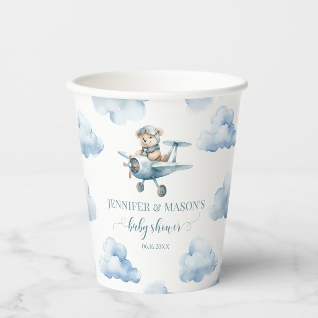 Niedlicher Teddybär Babydusche Papiertasse Pappbecher (Vorderseite)