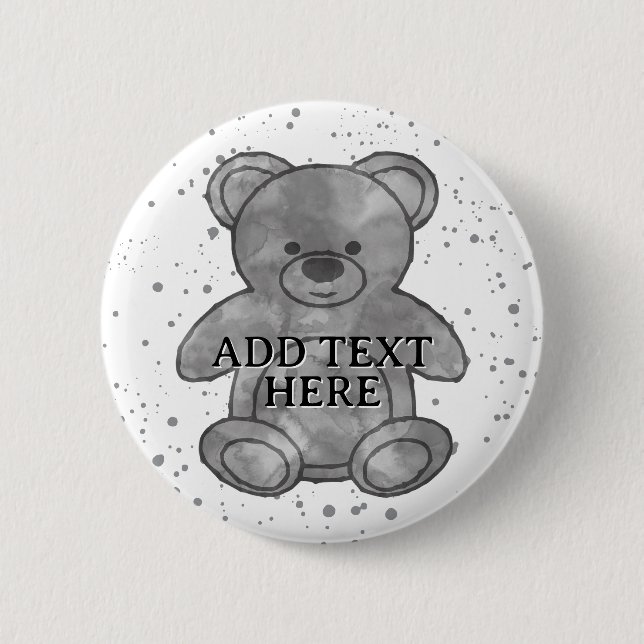 Niedlicher Teddybär - Benutzerdefinierter Text Sch Button (Vorderseite)