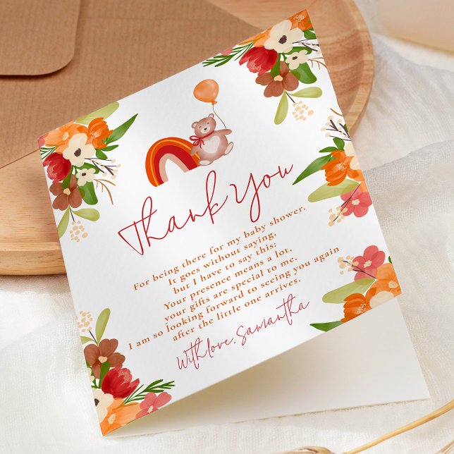 Niedlicher Teddybär danke Regenbogen Babydusche (Cute teddy bear thank you rainbow baby shower)