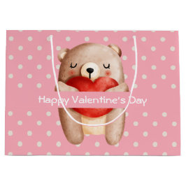 Niedlicher Teddybär, der ein Valentinisches Rotes  Große Geschenktüte