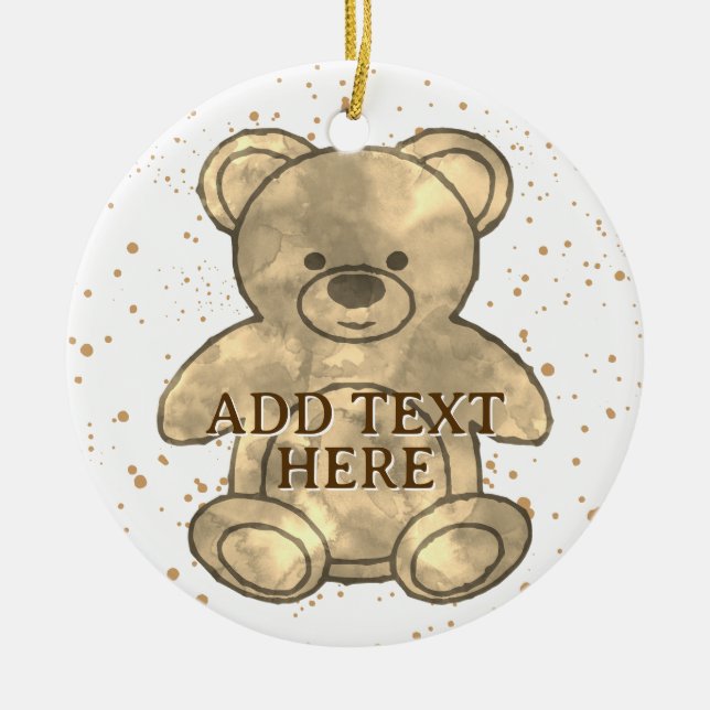 Niedlicher Teddybär-eigener Text Keramik Ornament (Vorne)