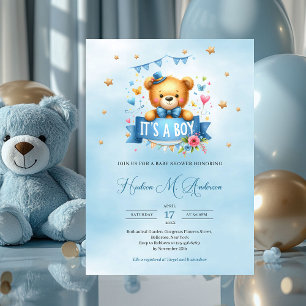 Niedlicher Teddybär, ein Baby-Duschkopf Einladung