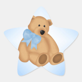 Niedlicher Teddybär, für Baby Boy Stern-Aufkleber