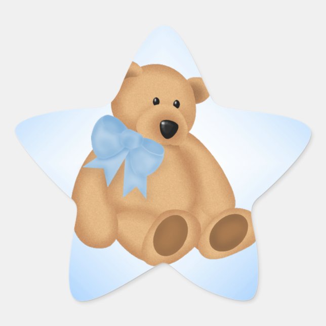 Niedlicher Teddybär, für Baby Boy Stern-Aufkleber (Vorderseite)