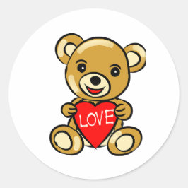 Niedlicher Teddybär Herz mit Liebe - Adorable Runder Aufkleber