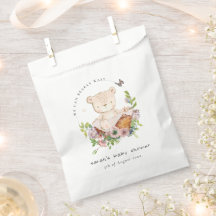 Niedlicher Teddybär in Blume Basket Pink Babydusch