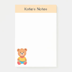Niedlicher Teddybär Kinder Personalisiert Post-it Klebezettel
