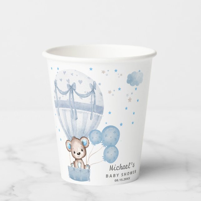 Niedlicher Teddybär mit Air Hot Balloon Pappbecher (Vorderseite)