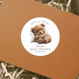 Niedlicher Teddybär mit Aquarellfarbe Runder Aufkleber