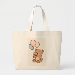 Niedlicher Teddybär mit Balloons Baby & Kids-Ges Jumbo Stoffbeutel