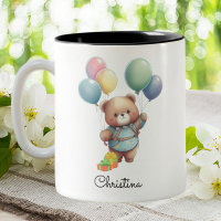 Niedlicher Teddybär mit Balloons Personalisiert